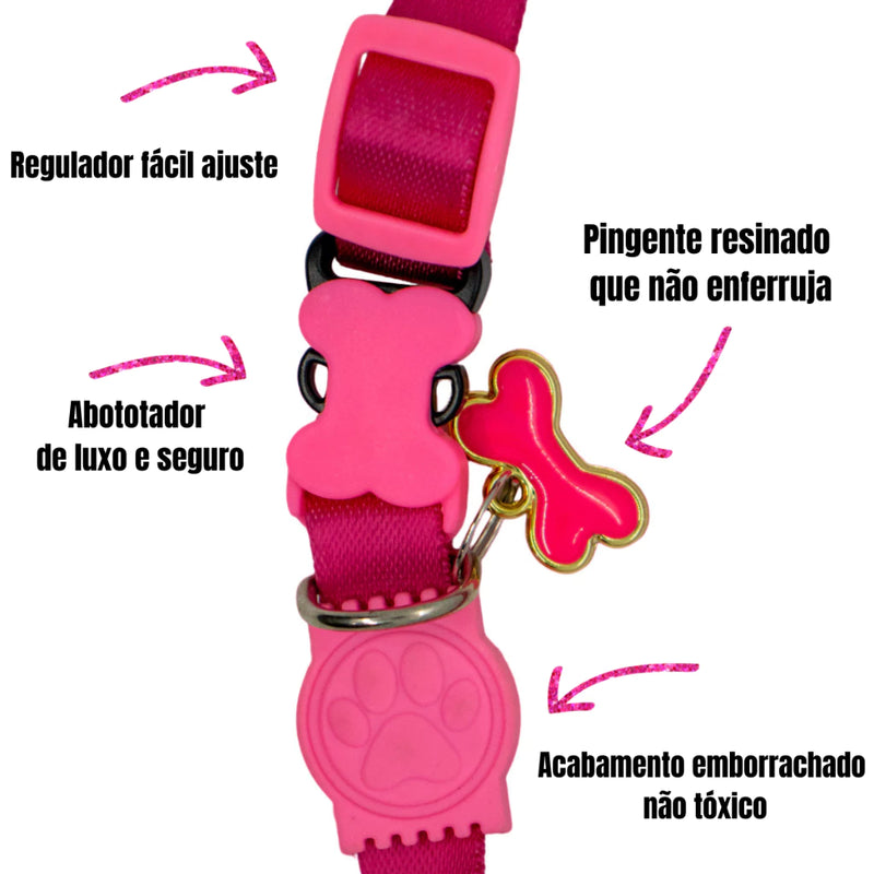 Coleira Ajustável com Pingente Luxo