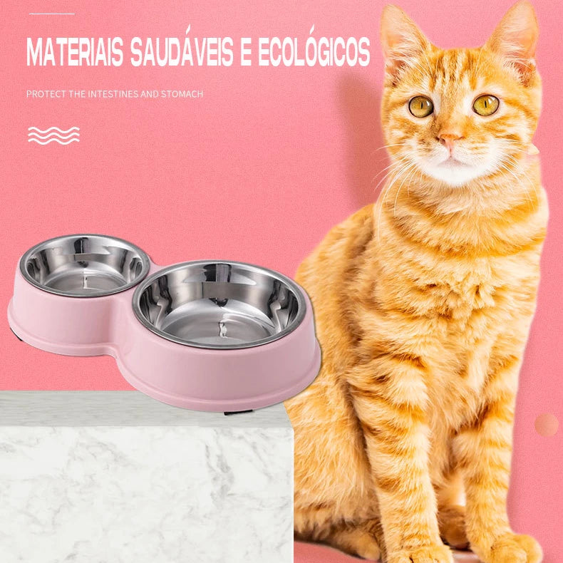 Comedouro e bebedouro inox Duplo